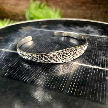 Viking Symbol Valknut Celtic Knot Design Cuff Bracelet