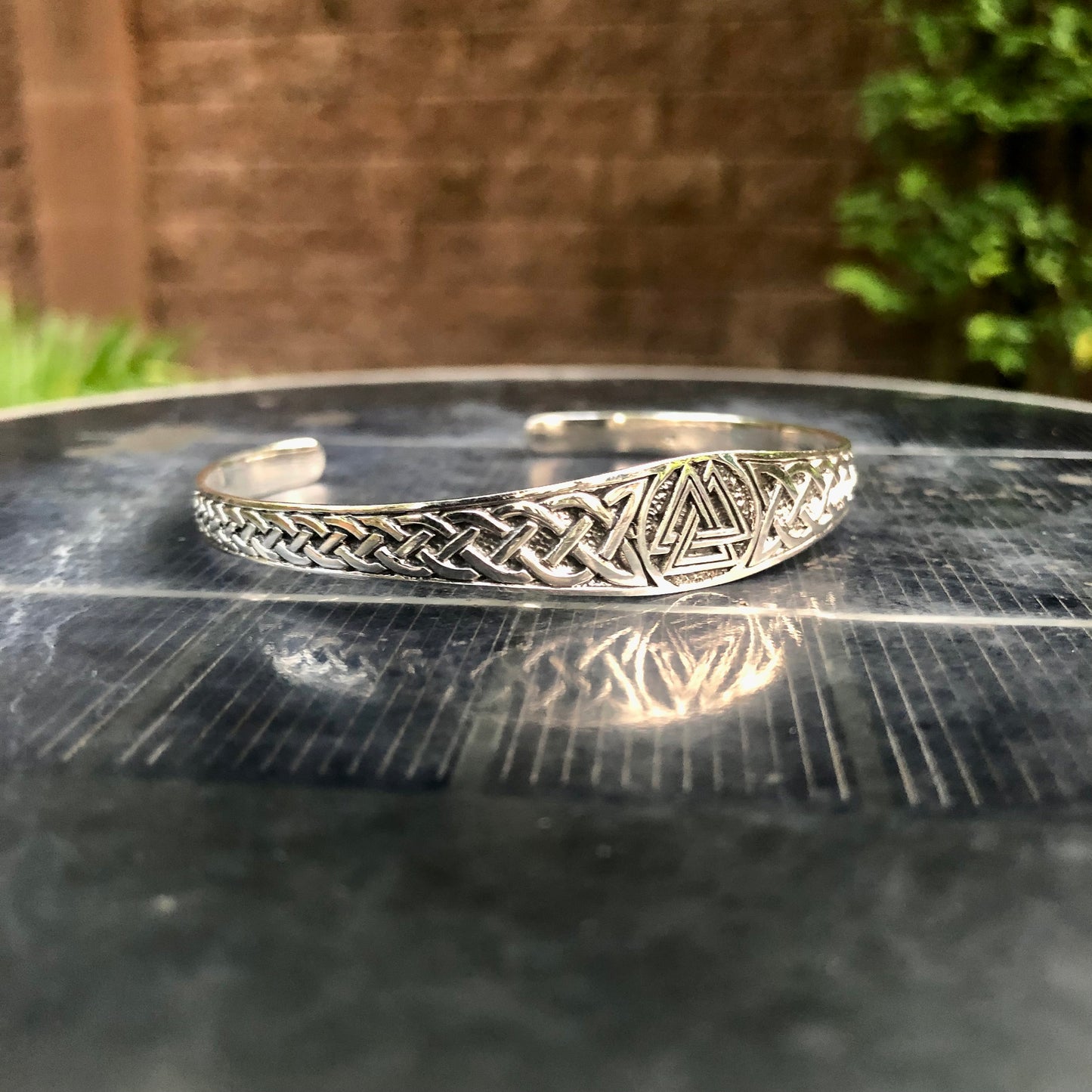 Viking Symbol Valknut Celtic Knot Design Cuff Bracelet