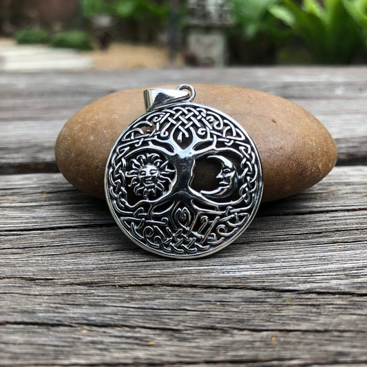 Sun & Moon Viking Tree of Life Yggdrasil Pendant/ Necklace