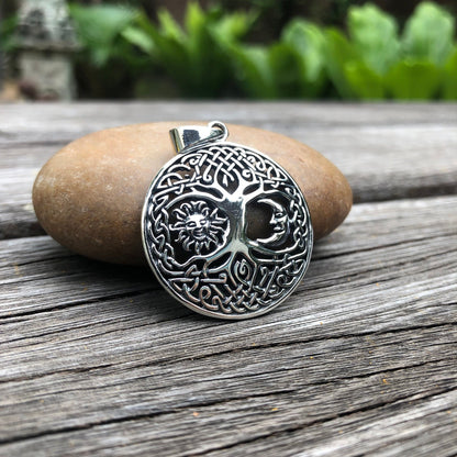 Sun & Moon Viking Tree of Life Yggdrasil Pendant/ Necklace