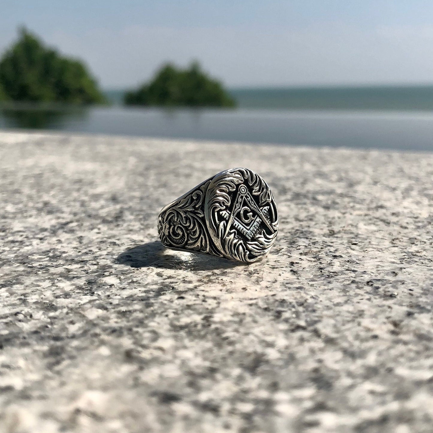 Square & Compass Illuminati Brotherhood Masonic Unisex Ring