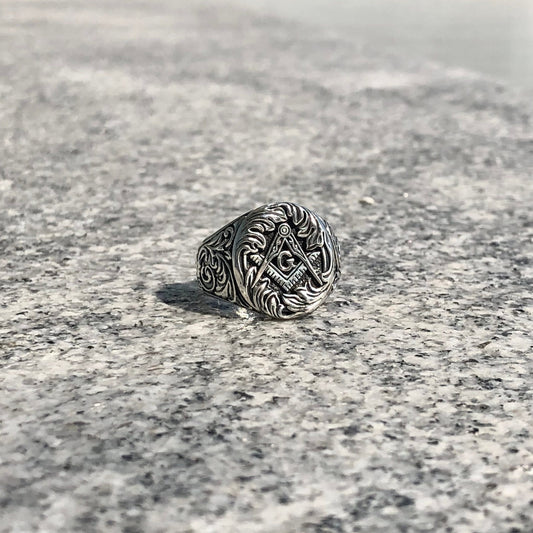 Square & Compass Illuminati Brotherhood Masonic Unisex Ring