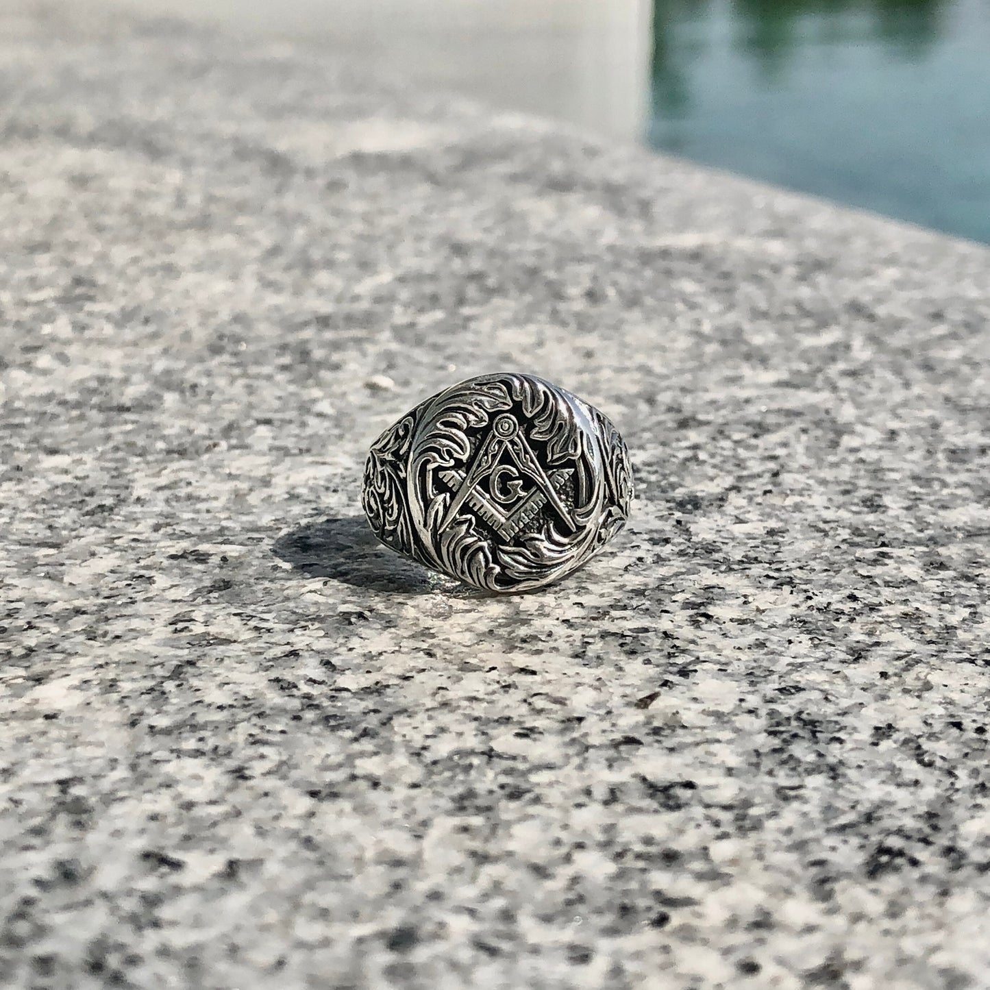 Square & Compass Illuminati Brotherhood Masonic Unisex Ring