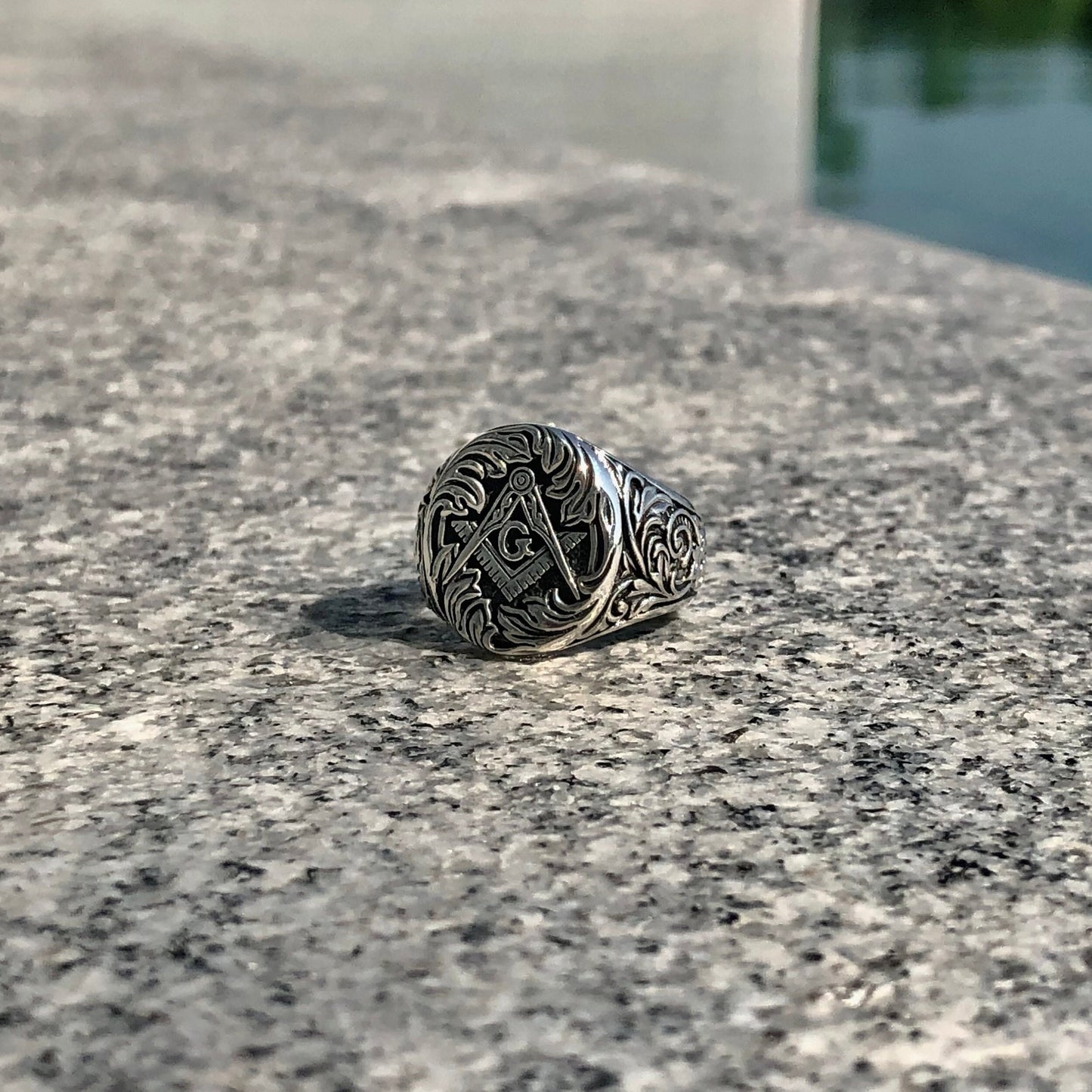 Square & Compass Illuminati Brotherhood Masonic Unisex Ring