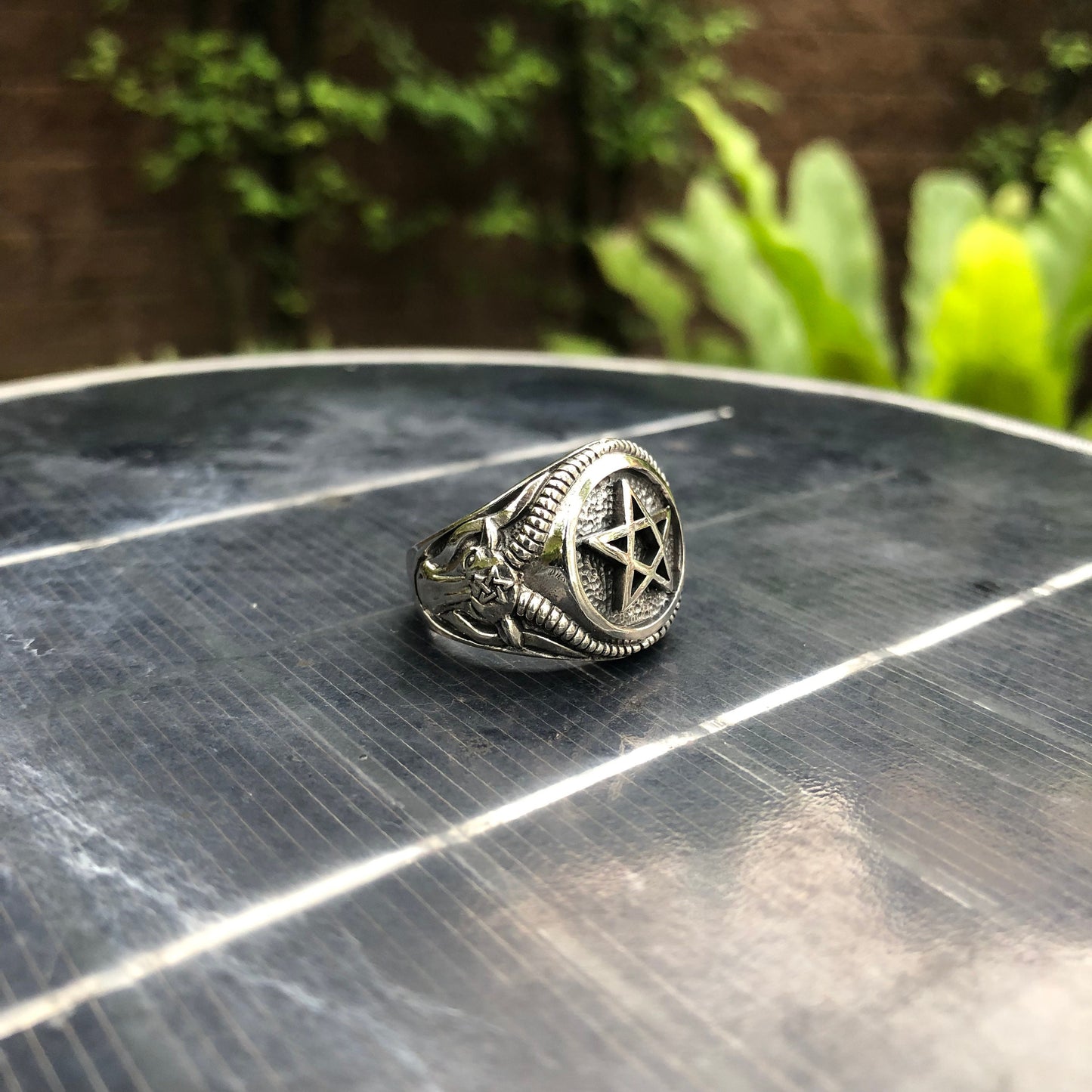 Satanic Goat Head Pentagram Wiccan Ring