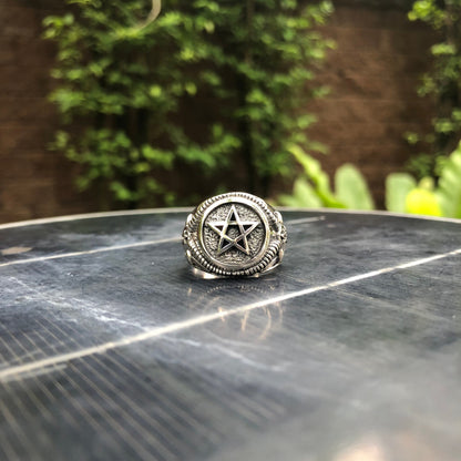 Satanic Goat Head Pentagram Wiccan Ring