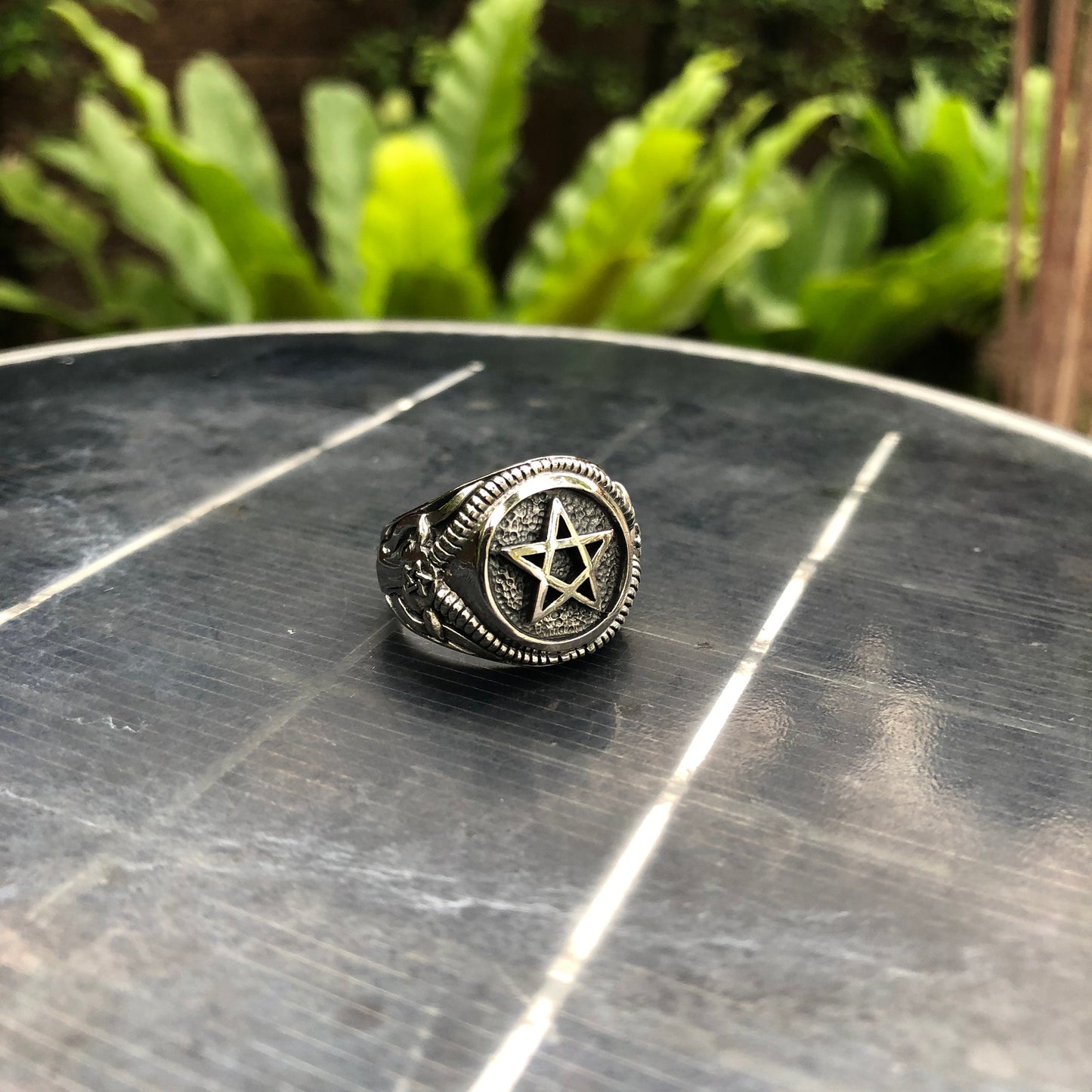 Satanic Goat Head Pentagram Wiccan Ring