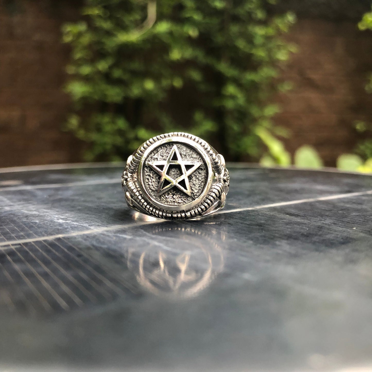 Satanic Goat Head Pentagram Wiccan Ring