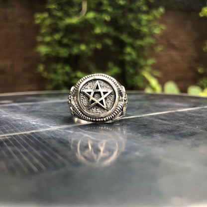 Satanic Goat Head Pentagram Wiccan Ring