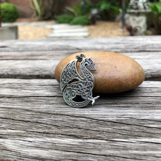 Mythical Viking Dragon Celtic Knot Edwardian Pendant/ Necklace