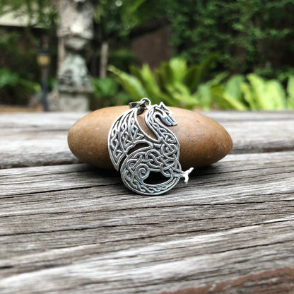 Mythical Viking Dragon Celtic Knot Edwardian Pendant/ Necklace