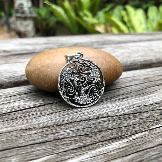 Unicorn Circle Mythical Creature Pendant/Necklace