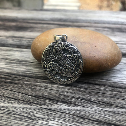 Viking Dragon Celtic Knot Triquetra Pendant/Necklace