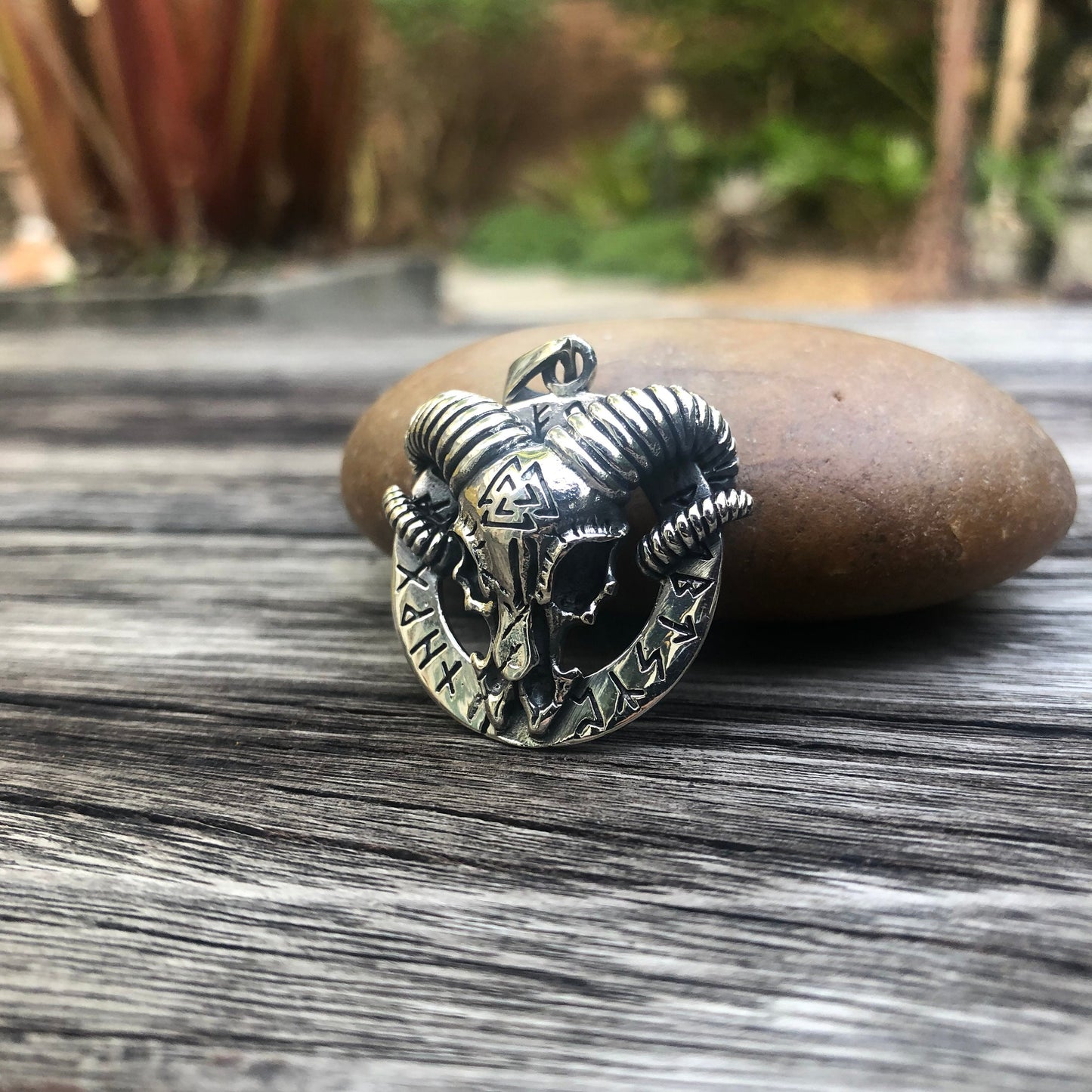 Viking Goat Skull Rune Valknut Pendant/ Necklace