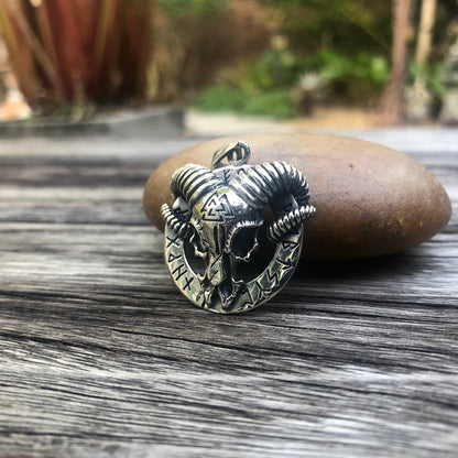 Viking Goat Skull Rune Valknut Pendant/ Necklace