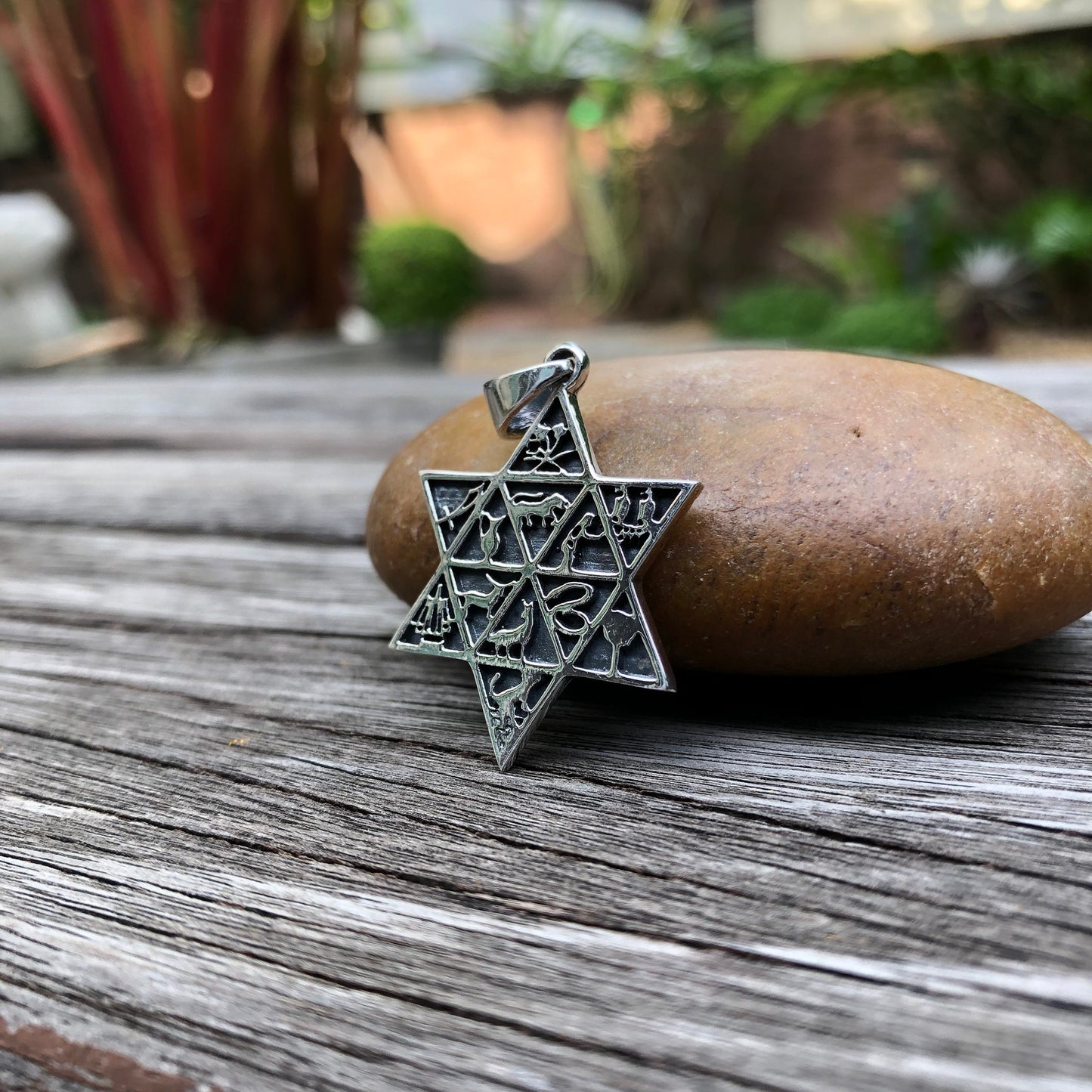 Jewish Star of David with 12 Israel Tribes Magen Star Judaism Symbol Pendant/ Necklace