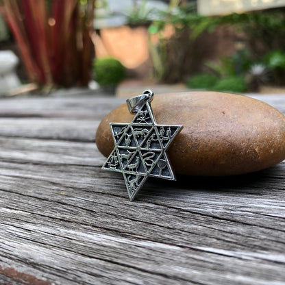 Jewish Star of David with 12 Israel Tribes Magen Star Judaism Symbol Pendant/ Necklace