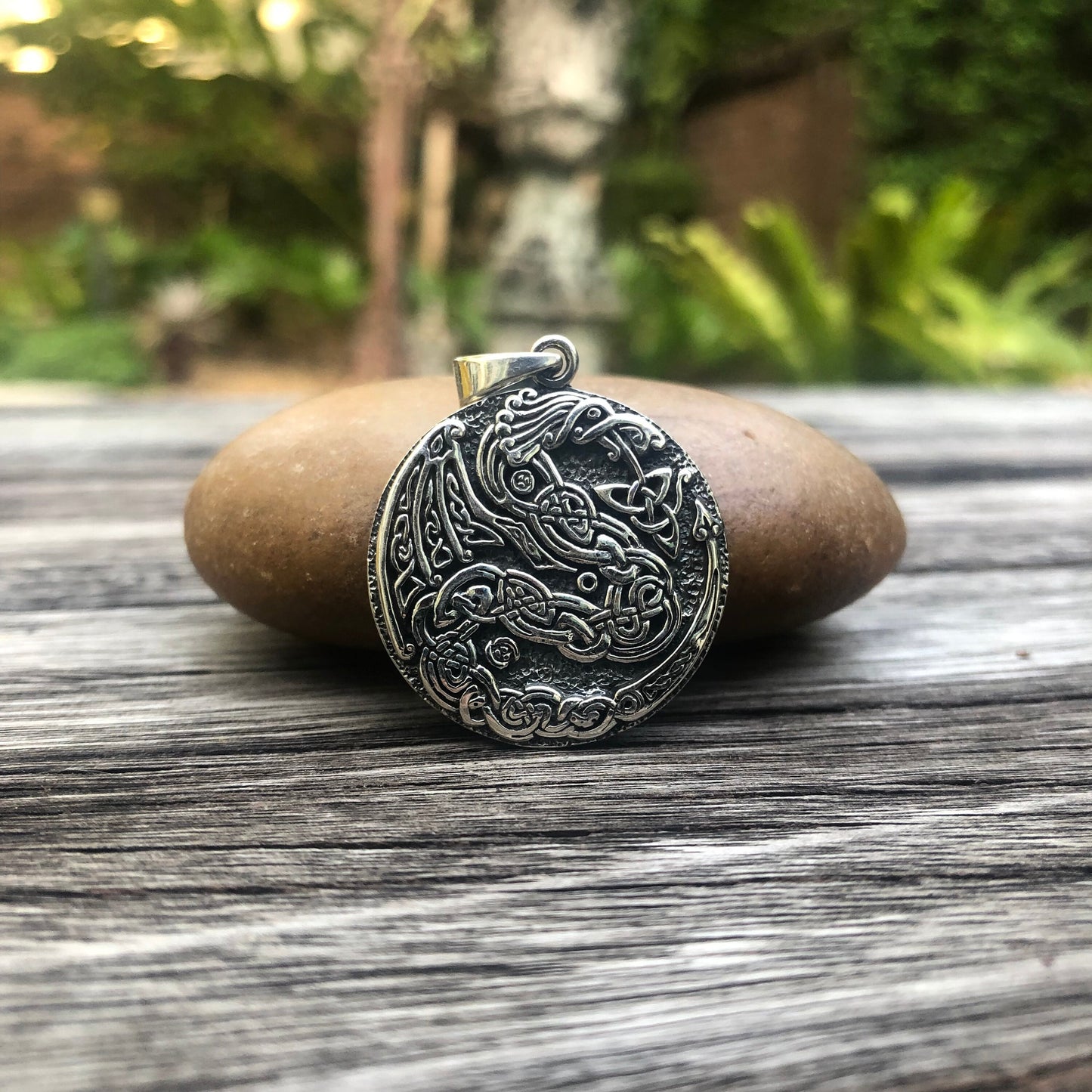 Viking Dragon Celtic Knot Triquetra Pendant/Necklace