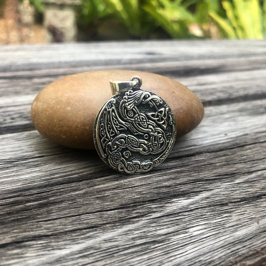 Viking Dragon Celtic Knot Triquetra Pendant/Necklace