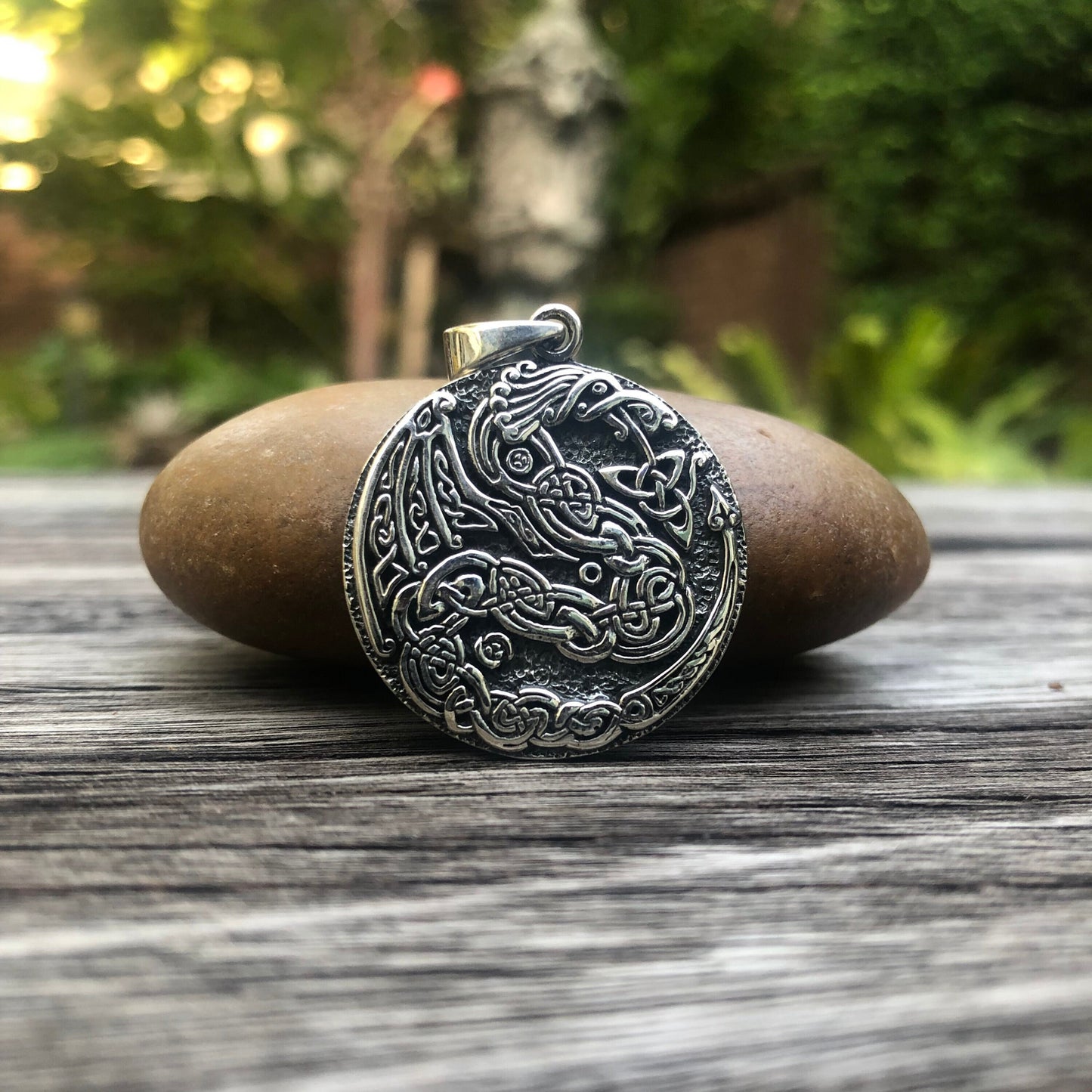 Viking Dragon Celtic Knot Triquetra Pendant/Necklace