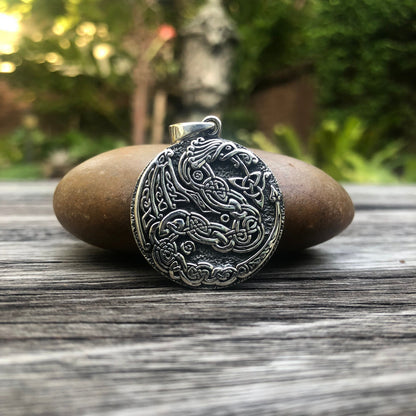 Viking Dragon Celtic Knot Triquetra Pendant/Necklace