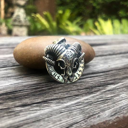 Viking Goat Skull Rune Valknut Pendant/ Necklace