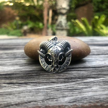 Viking Goat Skull Rune Valknut Pendant/ Necklace