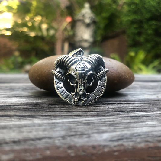 Viking Goat Skull Rune Valknut Pendant/ Necklace