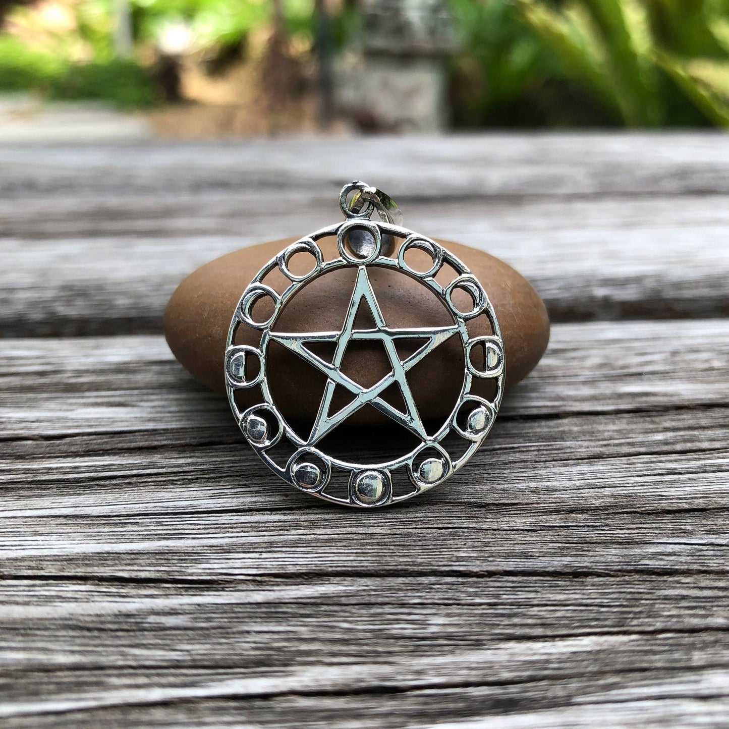 5-pointed Star Pentagram Crescent Moon Pendant/ Necklace