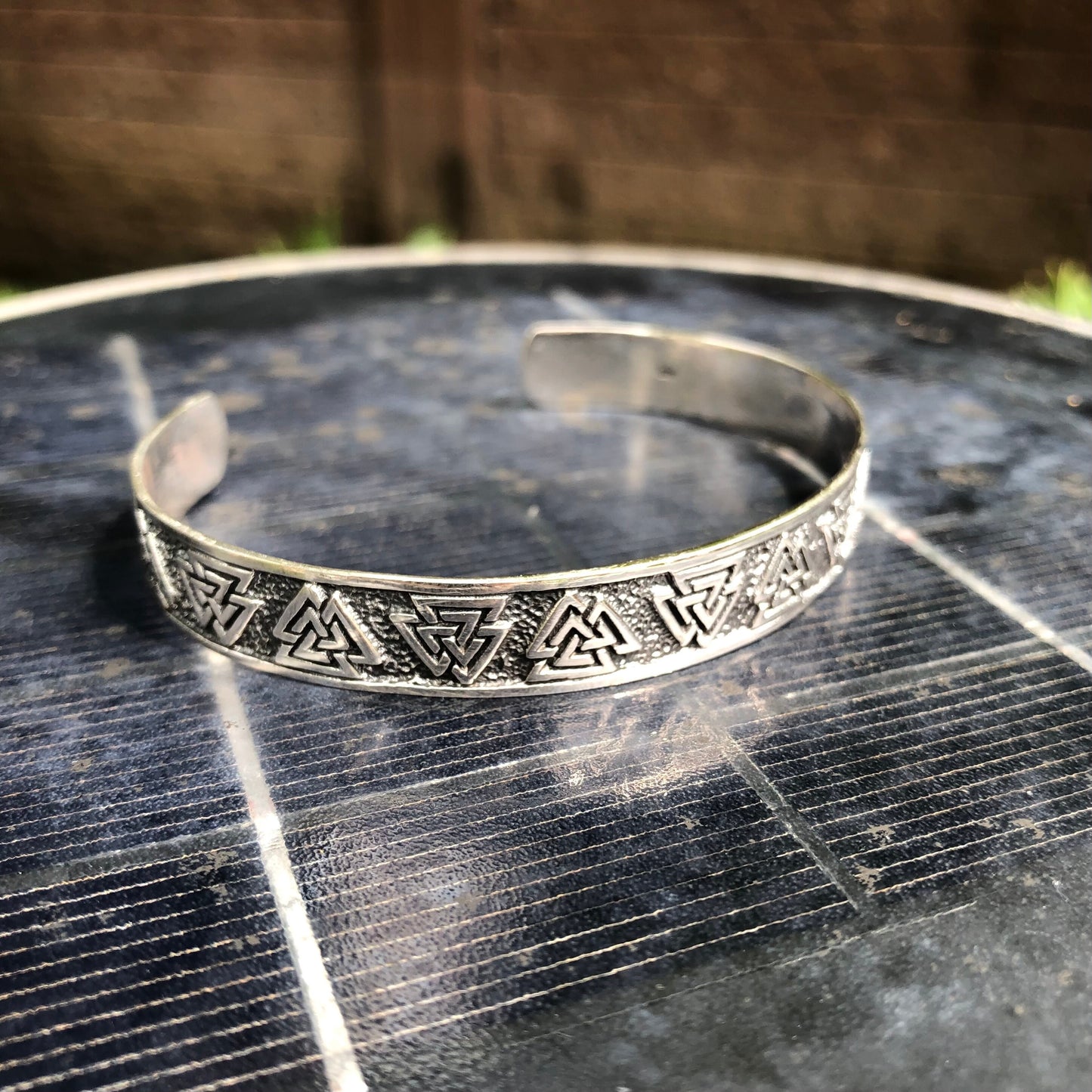 Valknut Viking Celtic Symbol Cuff Bracelet