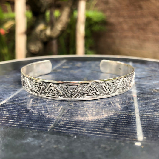 Valknut Viking Celtic Symbol Cuff Bracelet