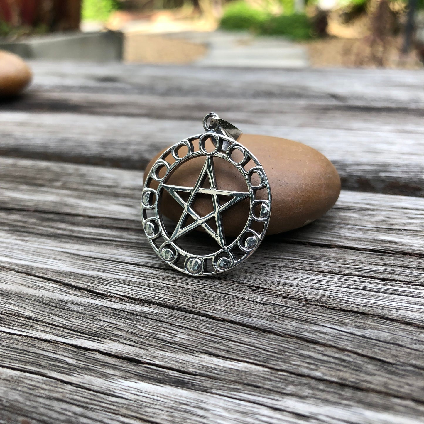 5-pointed Star Pentagram Crescent Moon Pendant/ Necklace
