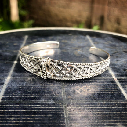Wolf Head Mjölnir Viking Cuff/Bangle Bracelet