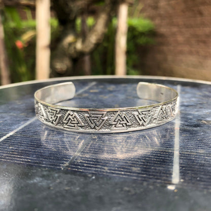 Valknut Viking Celtic Symbol Cuff Bracelet