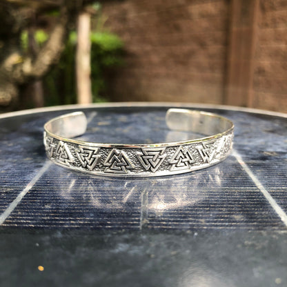 Valknut Viking Celtic Symbol Cuff Bracelet