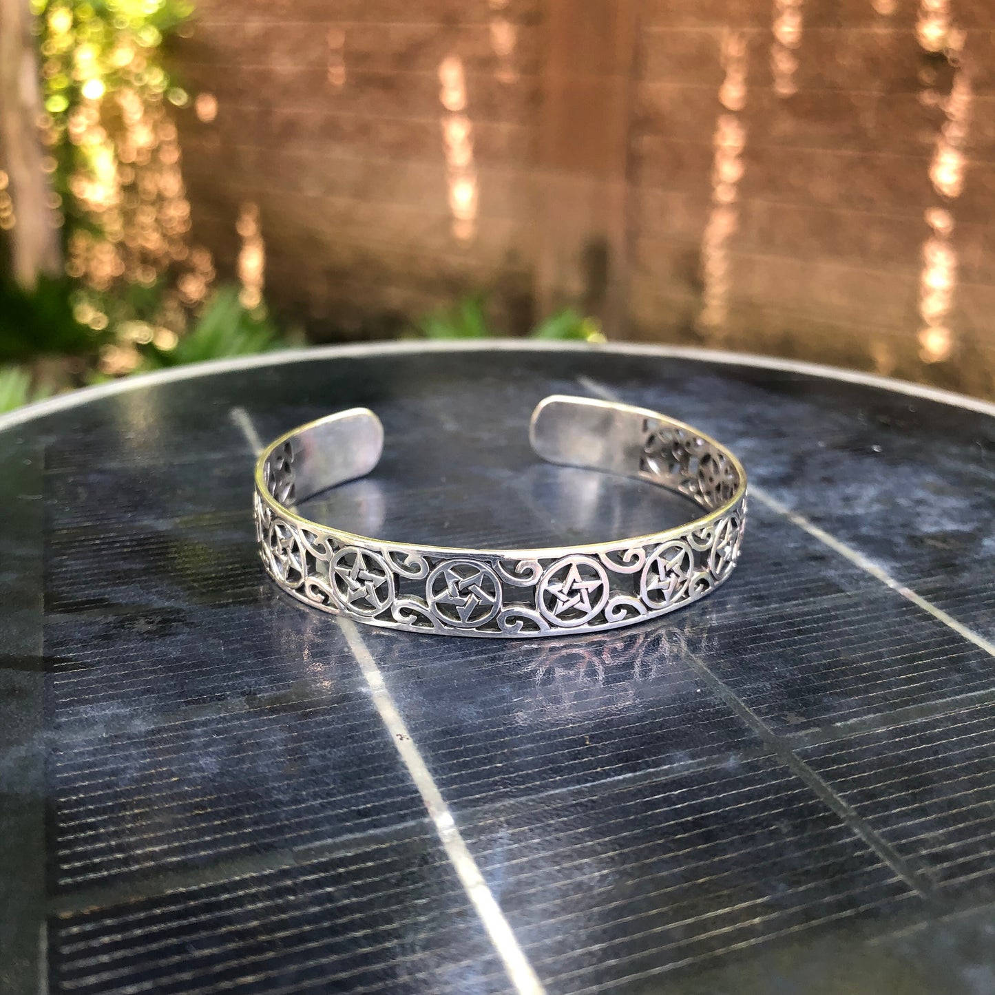 Pentagram Wiccan Star Bangles Cuff Bracelet