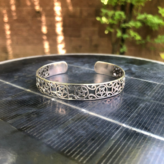 Pentagram Wiccan Star Bangles Cuff Bracelet