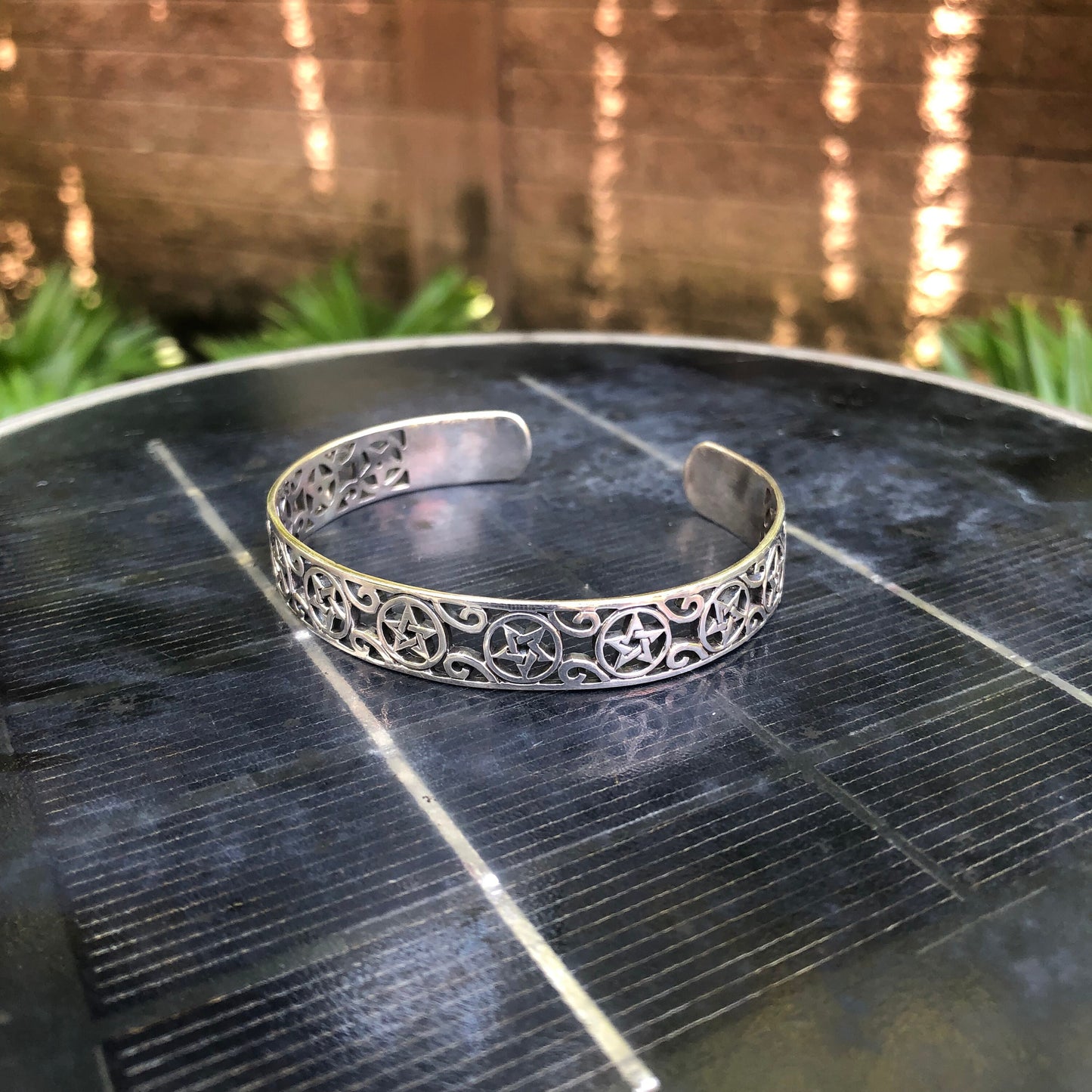Pentagram Wiccan Star Bangles Cuff Bracelet