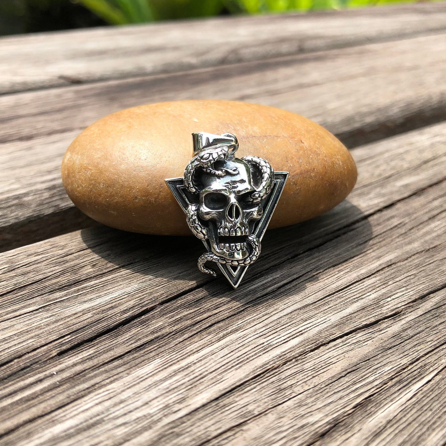 Biker Skull & Snake Punk Design Pendant/Necklace