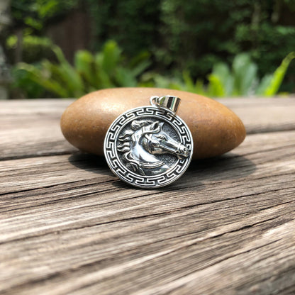 Horse Greek Key Pendant/Necklace