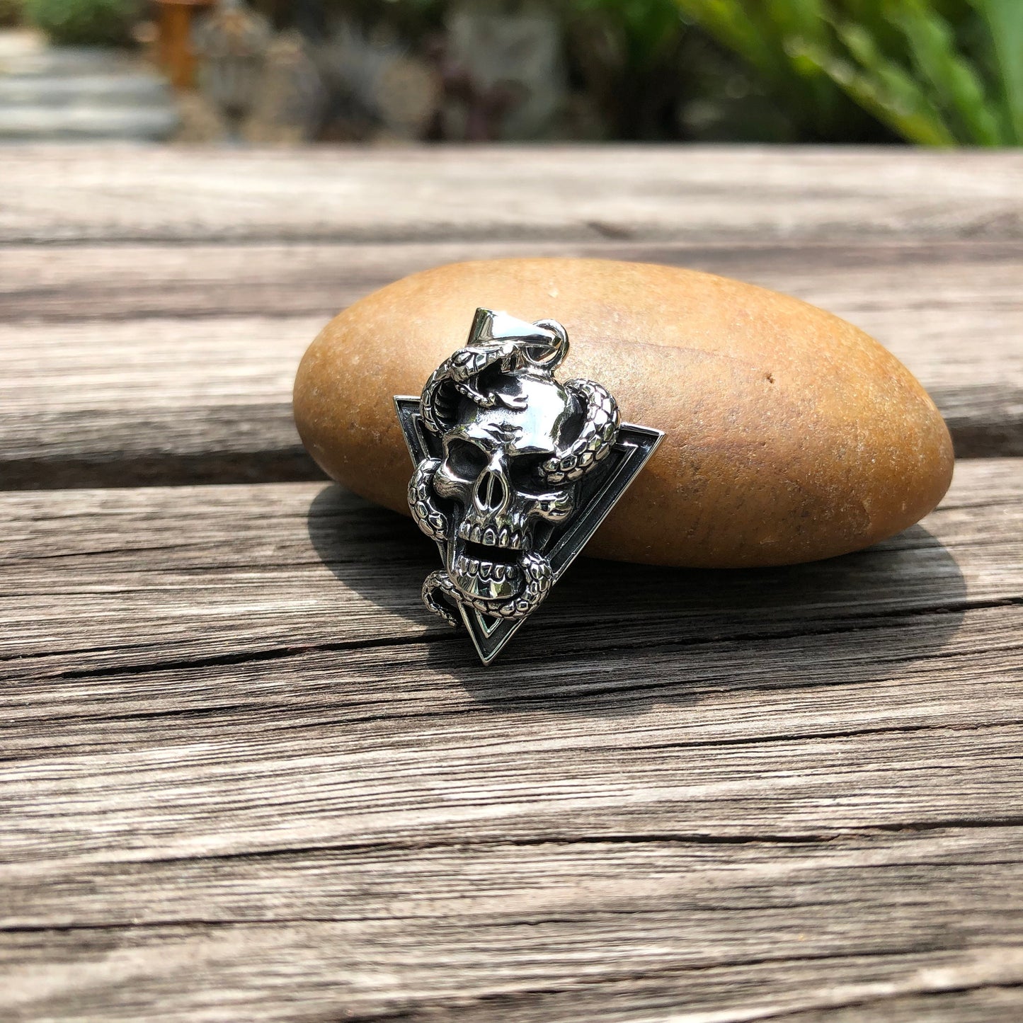 Biker Skull & Snake Punk Design Pendant/Necklace