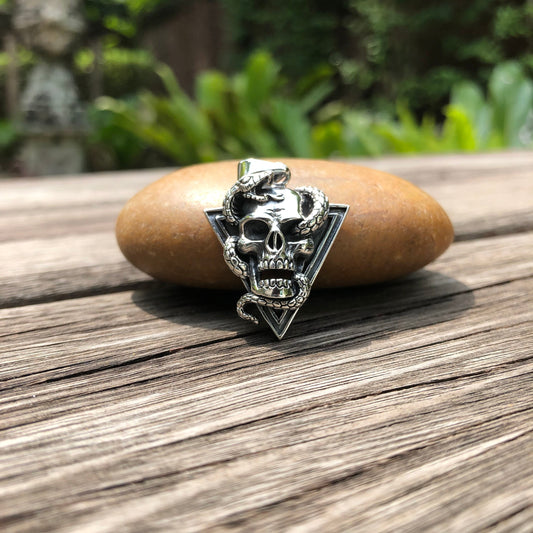 Biker Skull & Snake Punk Design Pendant/Necklace