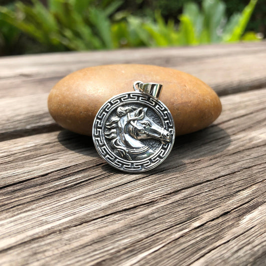 Horse Greek Key Pendant/Necklace