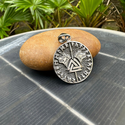 Viking Wolf Fenrir Norse Valknut Pendant/Necklace