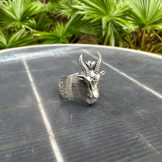 Goat Head Satanic Inverted Wiccan Ring