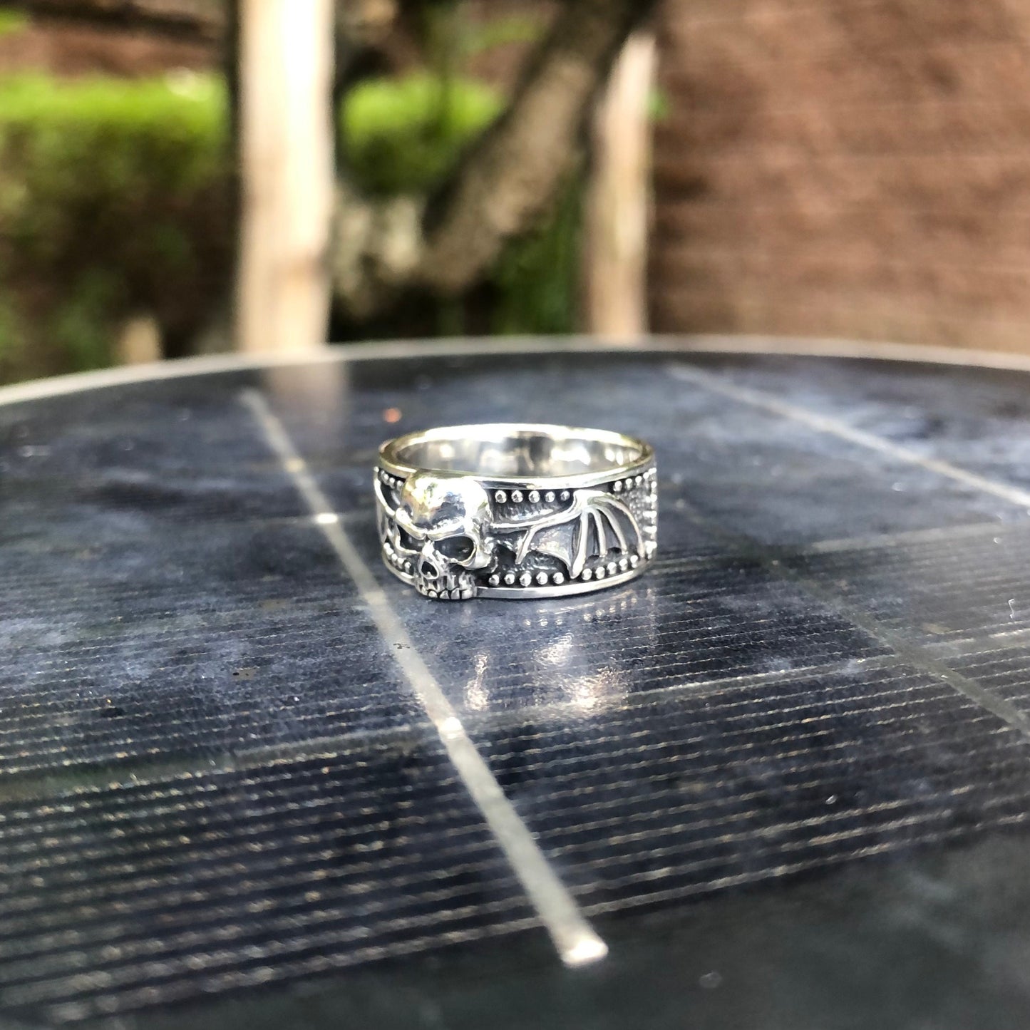 Skull Punk Biker Ring