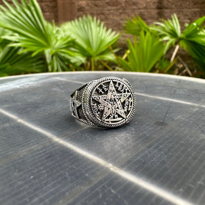 Tetragrammaton Pentagram YHVH Hebrew God Ring