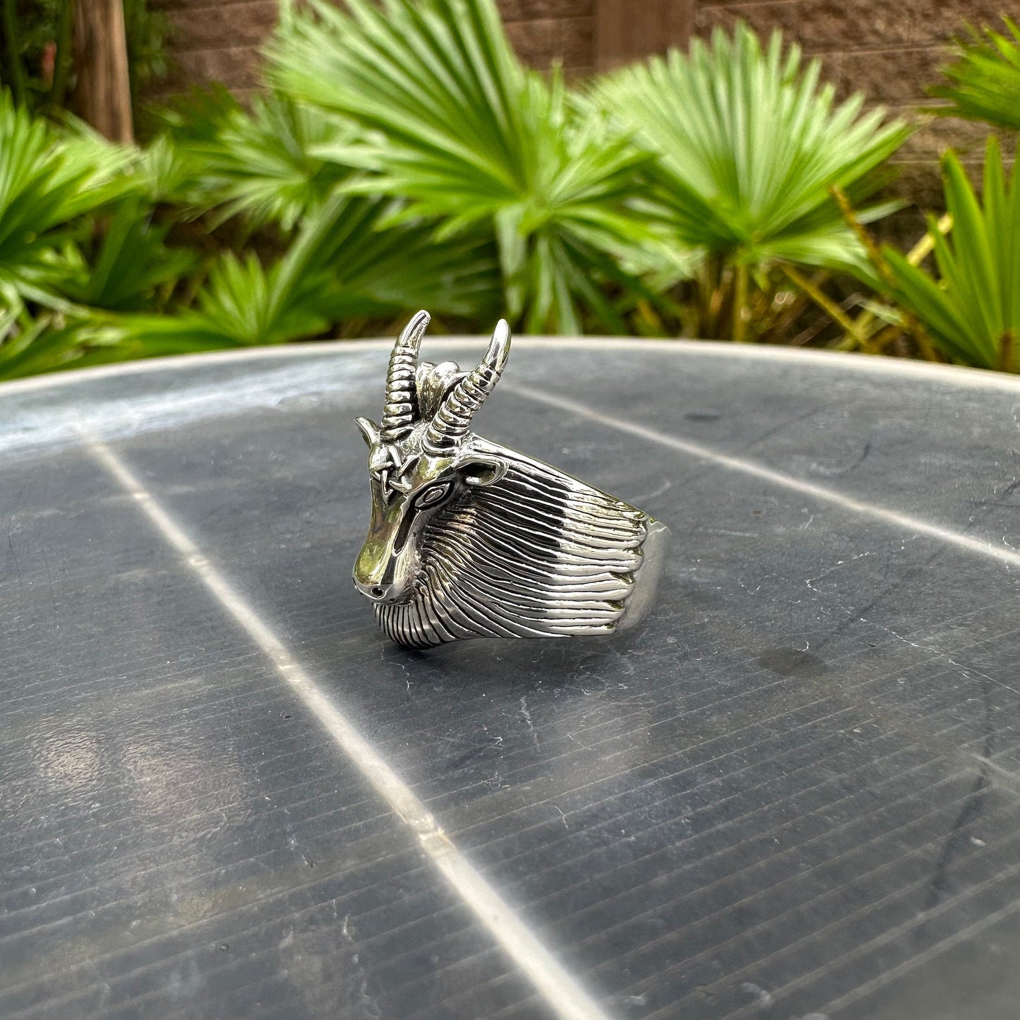 Goat Head Satanic Inverted Wiccan Ring