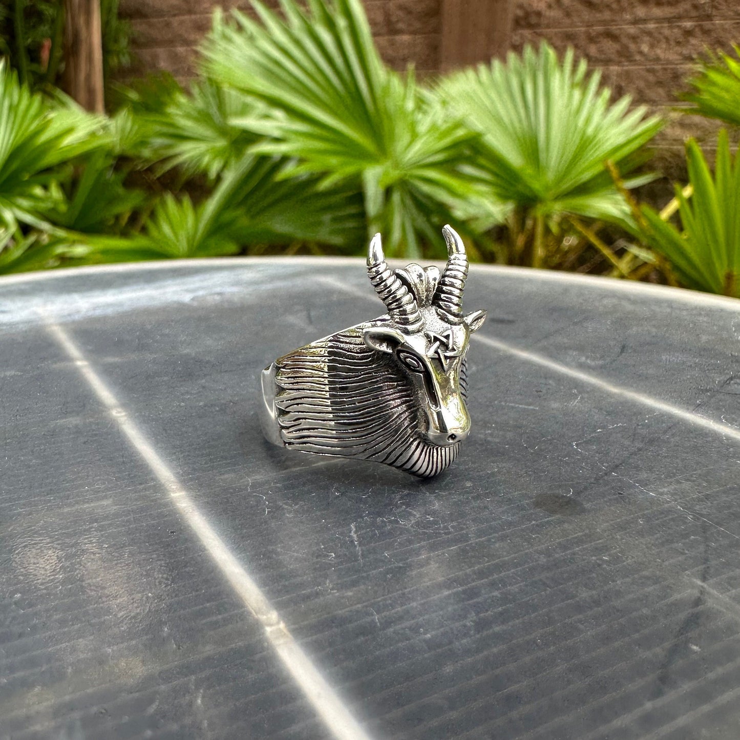 Goat Head Satanic Inverted Wiccan Ring