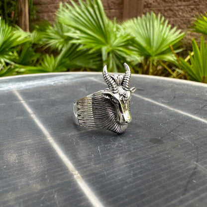 Goat Head Satanic Inverted Wiccan Ring